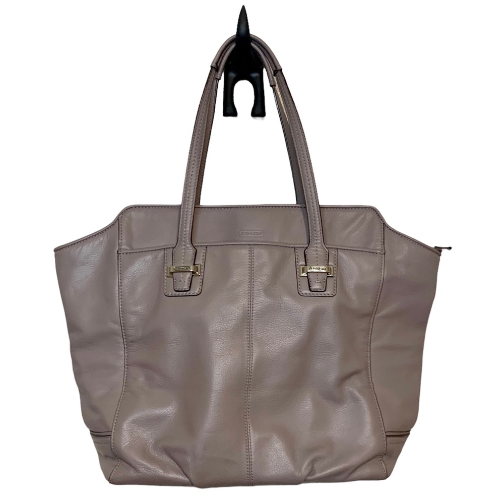 Coach Shoulder Bag Taylor Leather Tote Satchel Bag Large Gray Dusty Lilac